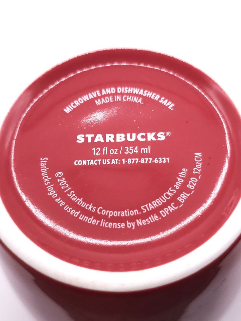 Starbucks Red Ceramic Coffee Mug 12 Oz With Iconic Green Siren Logo - Picture 6 of 7